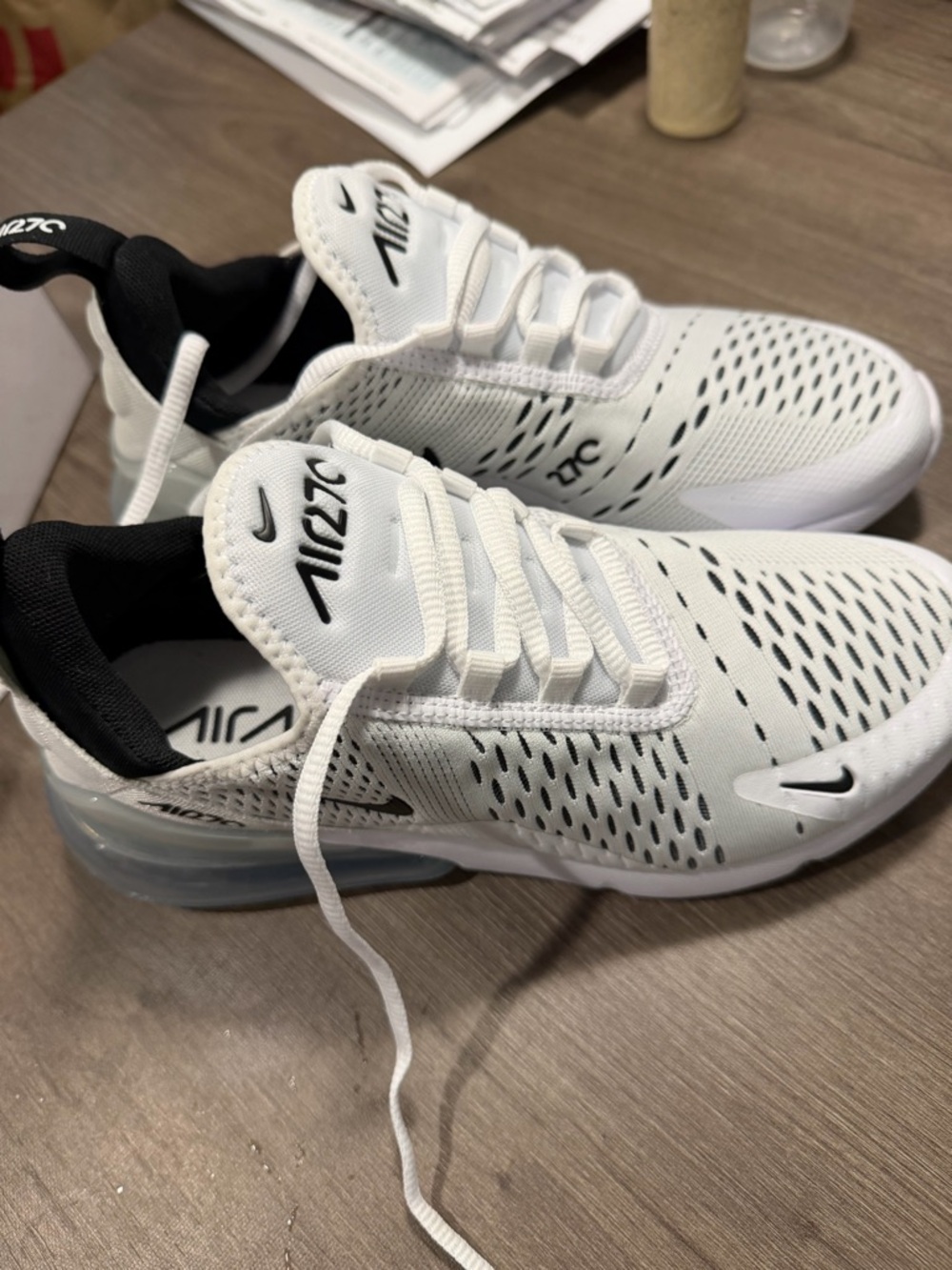 Nike White and Black Air Max 270 Low-Top Sneakers